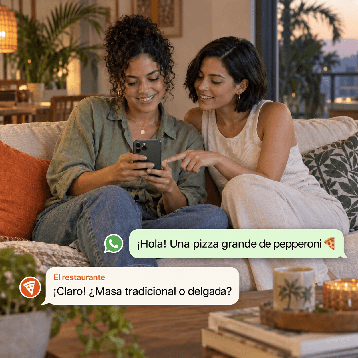 Grupo haciendo un pedido por WhatsApp